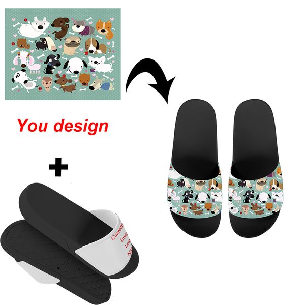 

elviswords 2020 new women men casual home footwear 3d customize design slip on slide sandals summer slippers comfortable shoes x1020, Black