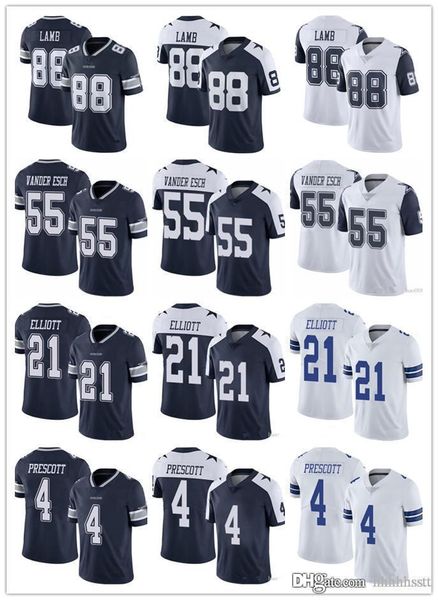 

men women dallas youth cowboys 4 dak prescott 88 ceedee lamb 21 ezekiel elliott 55 leighton vander esch football jerseys, Black;red