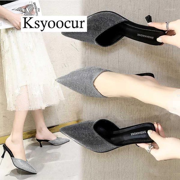 

ksyoocur 2020 new ladies women's shoes summer sandals peep toe high heels sandals party wedding shoes comfortable slip x141, Black