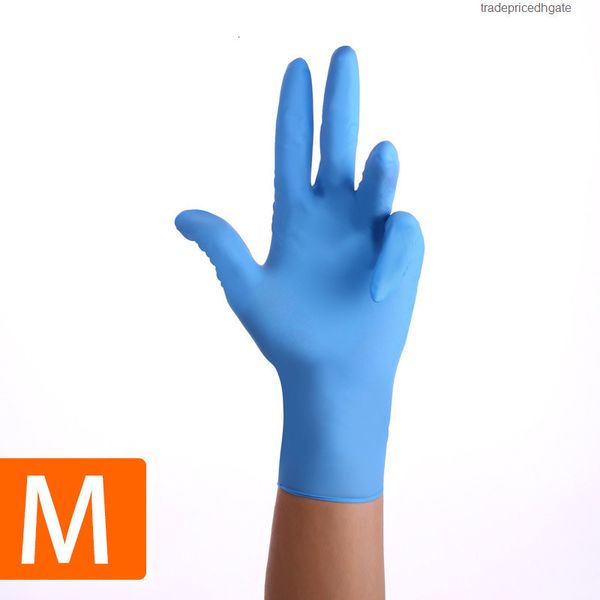 

anti-skid powder textured blue&white nitrile disposable latex food grade gloves, dispenser pack, box of 50 pc. 5trir