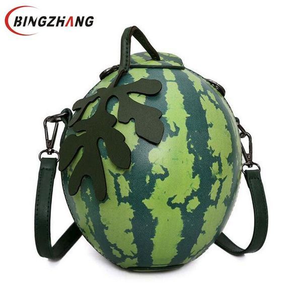 

women messenger bags fashion green watermelon shape personality mini girl party bag leaves crossbody bag l4-3072