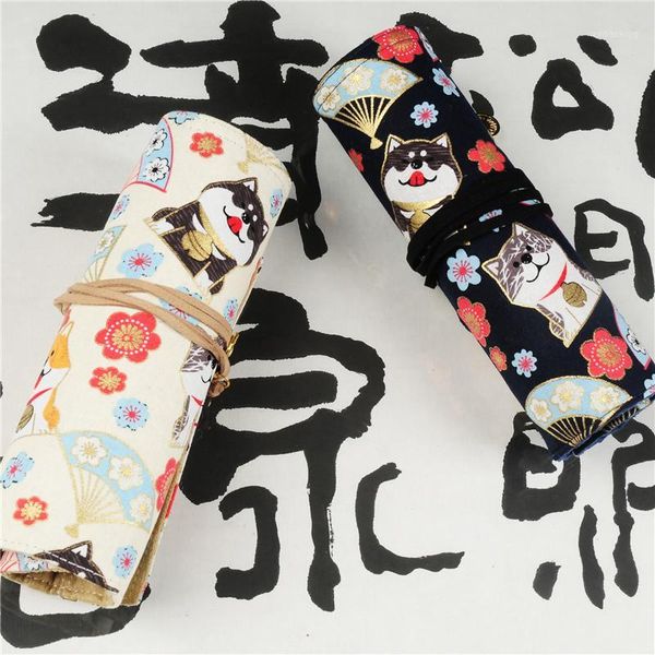 Federmäppchen Japan Mode Fall Akita Hund Rolltasche Gel Stift Lagerung Schutz Benutzerdefinierte Kreative Vorhang B4001