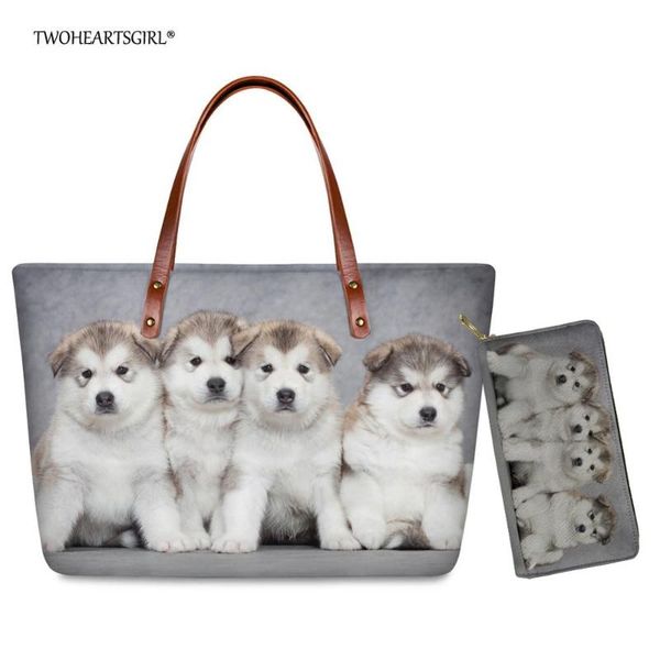 

twoheartsgirl alaskan malamute print female shoulder handbag for women cute handle bags large capacity ladies tote bag purse