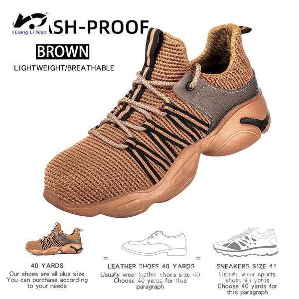 

breathable safety work shoes boots for men anti-smashing steel toe cap shoes indestructible safety boots work sneakers, Black