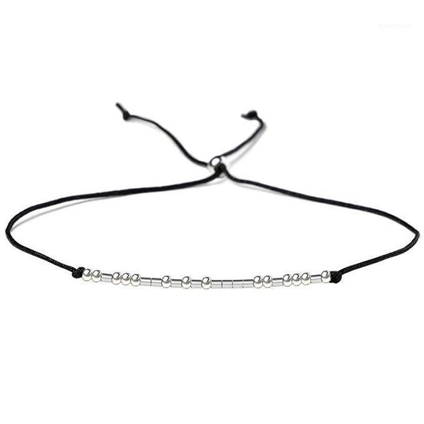 

morse code sterling silver woven adjustable bracelet with infinity love gold crown star charm bracelet for girls jewelry a301, Golden;silver