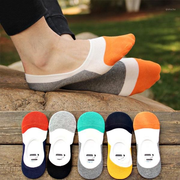 

new 1pair breathable soft casual striped boat socks korean invisible ankle socks silicone pad cotton anti-skid men1, Black