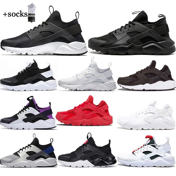

with socks 2021 huarache men women running shoes sports shoes triple black white huraches 1.0 4.0 womens mens trainer sneakers