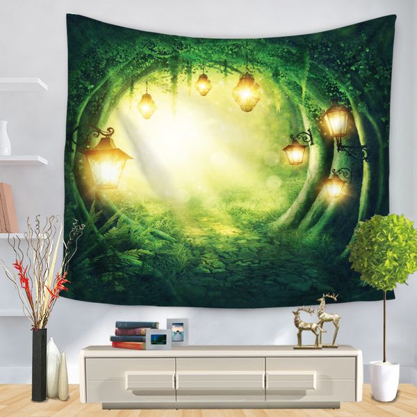

fresh green trees tapestries home decor 3d printing hanging carpets european american living room art wall tapestry