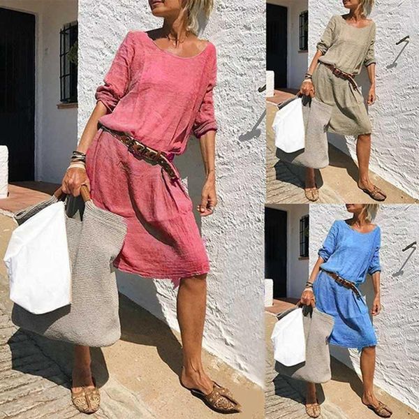 

casual dresses women cotton autumn long sleeve party beach dress1, Black;gray