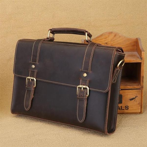 

briefcases maheu genuine leather shoulder bag vintage crossbody real cowskin men messenger brown male business