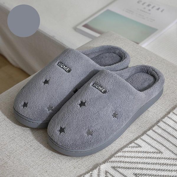 

slippers women winter indoor star warm comfortable non slip slides house floor shoes plus size 35-47, Black