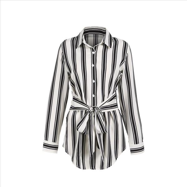 

shirt dress womens summer long sleeve striped casual party mini sundress straight v neck ladies bowknot belt vestidos, Black;gray