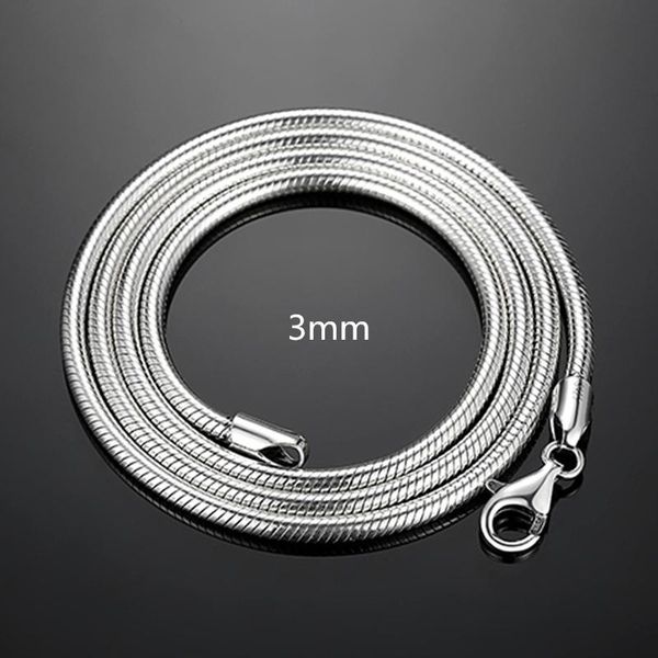 

pure silver 925 necklaces for men women 3mm snake chain necklace choker collier 16-24 inch fashion jewelry accessories bijoux