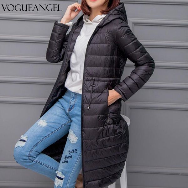 

duck down jacket women winter 2020 outerwear coats female long casual light ultra thin warm down jacket brand, Black