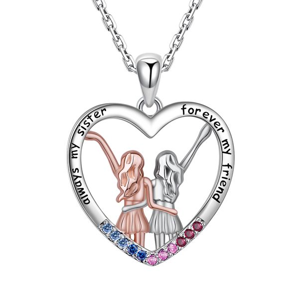 Collana di sorelle in argento sterling 925 Sempre mia sorella per sempre My Friend Collana con ciondolo a cuore Gioielleria raffinata per regali di sorelle Q0531