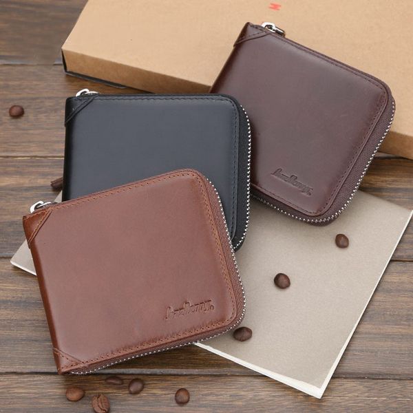 

new arrival mens leather zipper zip around wallet bifold multi card holder purse, Red;black