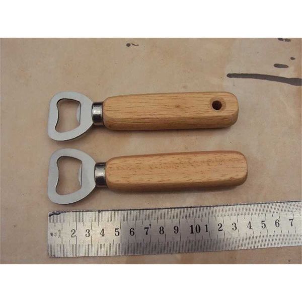 

wooden stainless steel beer the original wood color handle + metal wire drawing wine bottle opener tool