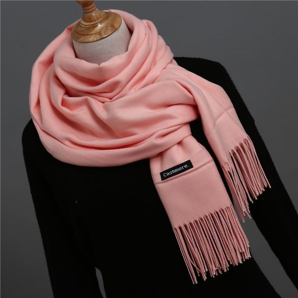 

2020 women scarf soild winter cashmere scarves for ladies neck warm pashmina long shawl wraps bandana foulard female head hijab wmtqjn, Blue;gray