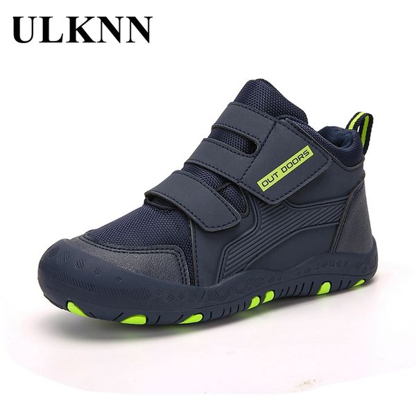 

ulknn 2020 winter for children outdoor sports shoes autumn hiking footwears non-slip students warm casual snow boots kids, Black