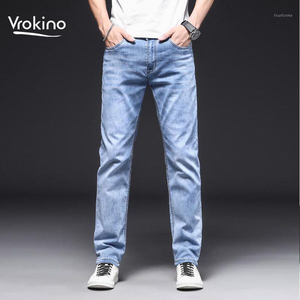 

202 summer new men's summer thin jeans fashionable high-end material men's business casual loose jeans large size 28-401, Blue