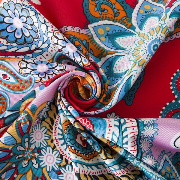 

новый шелковый шарф женщины bohemia шейный площади шарфов испания корона paisley цветочные печати платке foulard женский бандана wmtqkc yyco, Black