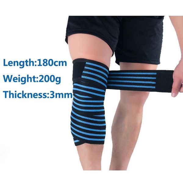 

180cm knee compression bandage wrap squats weightlifting powerlifting trainging gym workout men women 70 inches knee support, Black;gray
