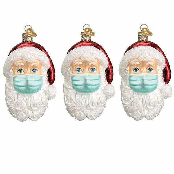 

mask round head snowman old man pendant keychain christmas ornament, Silver