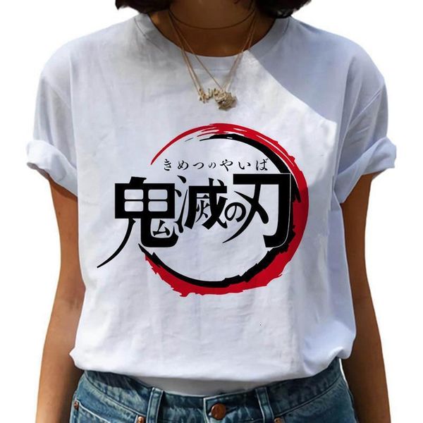 

female t shirt japanese anime kimetsu no yaiba killer t shirt graphic t shirt streetwear punk female, White