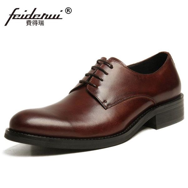 

fashion formal man flat platform bridal dress shoes genuine leather wedding oxfords round toe men's footwear rf71, Black