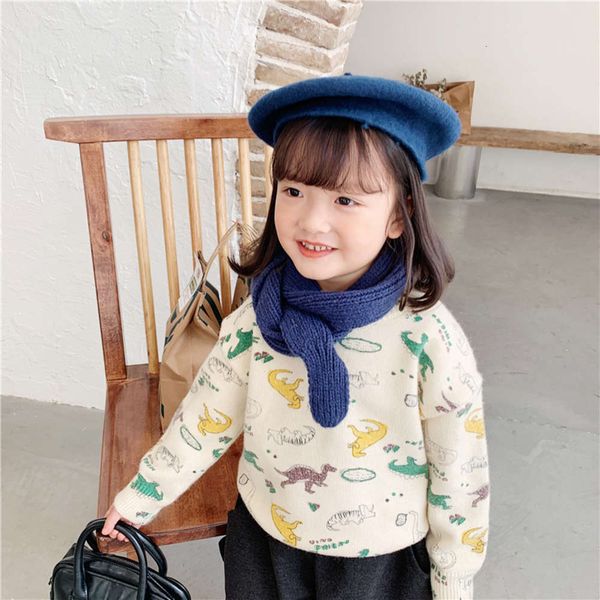 

children's dinosaur 2020 new autumn winter cartoon printed sweater net red korean version boys and girls' bottom coat m36 lg3o, Blue