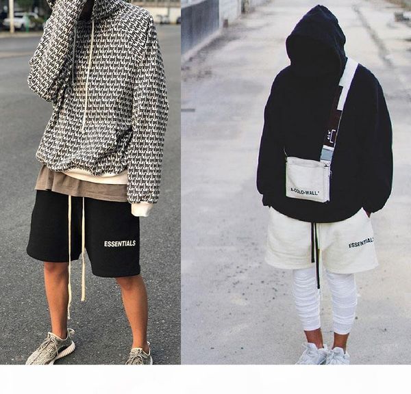 

fear of god essentials shorts new fog elastic waist sweat shorts pants hip hop street casual drawstring drop crotch shorts for men and women, White;black