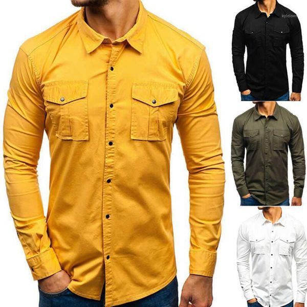 

army tee work casual shirts sleeve long pocket men's shirt cargo1, White;black