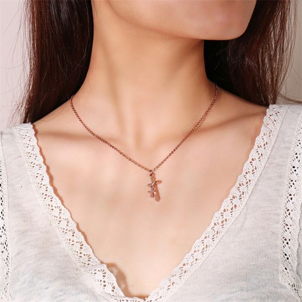 

qwc che1 necklace sell popular single man 25mm double cross shape rose color lover gift women jewelry q1209, Bronze;silver
