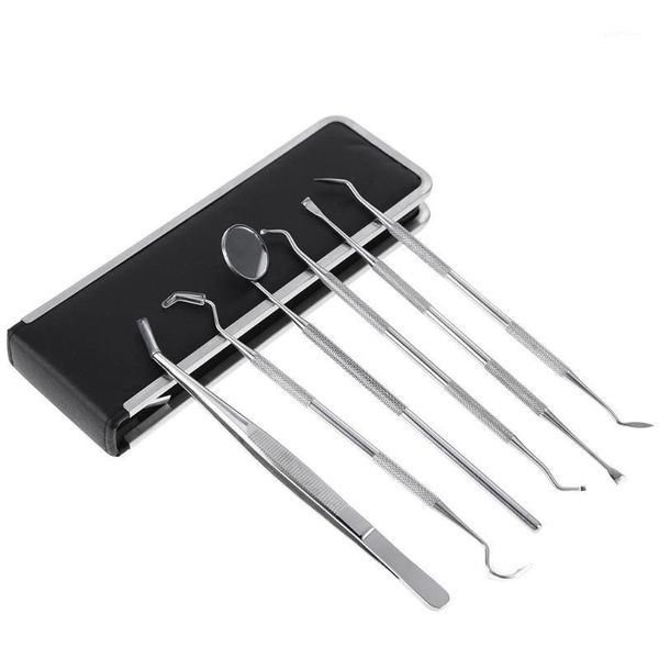 

6 pcs/set dental tools tooth stone remover pick scaler mirror stainless steel teeth clean probe for dentist or personal1