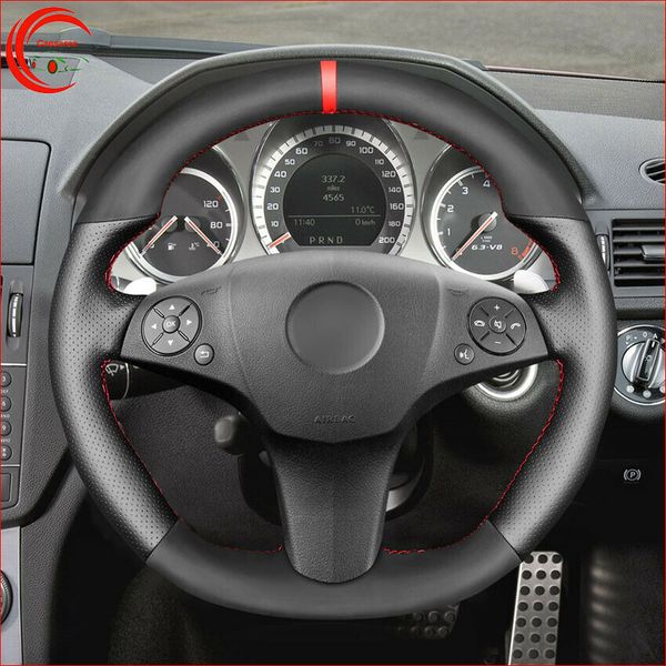

hand sew black suede car steering wheel cover for benz slr class sl class amg 63