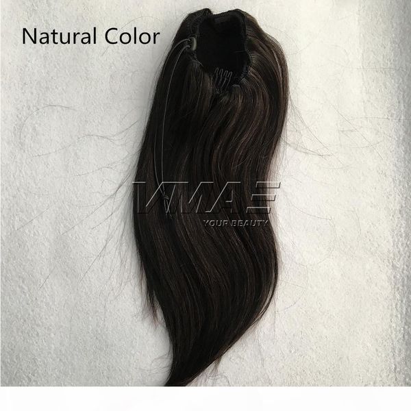 

vmae brazilian peruvian straight natural color #1b #4 #6 120 g horsetail clip in drawstring ponytails virgin human hair extension, Black