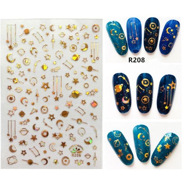 

stickers & decals nail sticker star moon art laser gold and silver decorations manicure accessories-u, Black