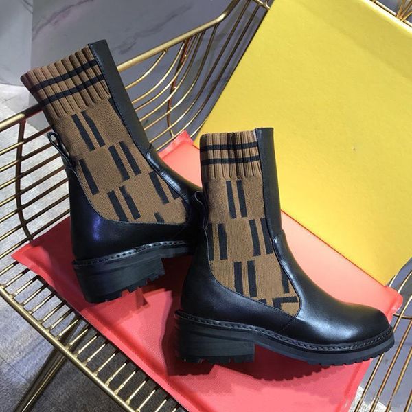 

new fashion ladies winter ankle boots 2021 new fashion womens platform mid boots socks boots of size 35-41, Black