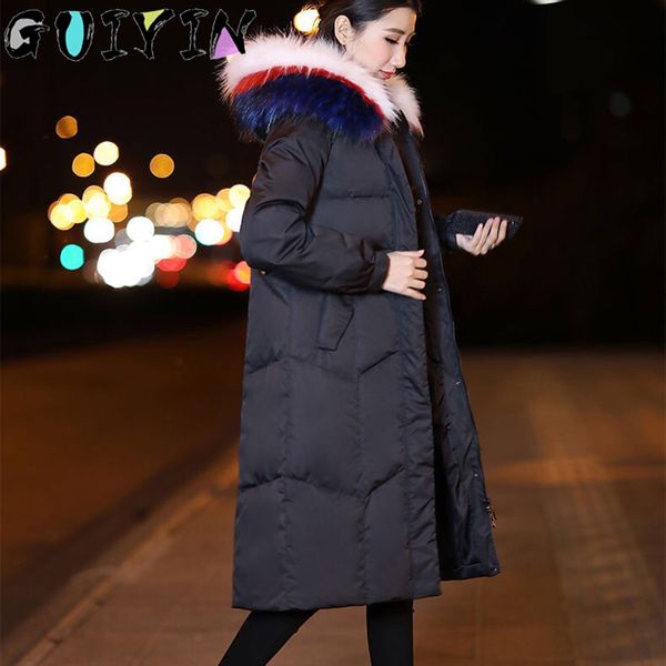 

long thick warm female coat outerwear hooded warm down parka fashion loose plus velvet thickening down jacket womenx1016, Black;brown