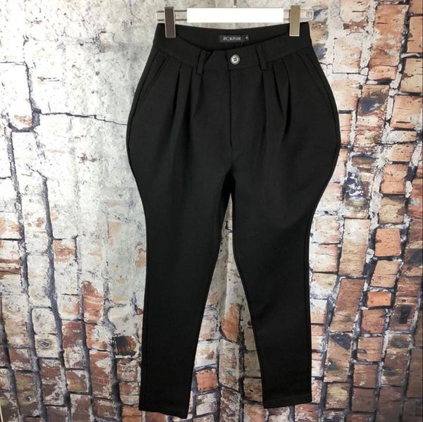 

men's pants trend spring and autumn hair stylist men's little feet harem hip-hop personality slim casual pants1, Black