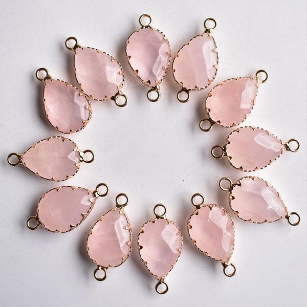 

fashion natural stone mix section drop shape charms gold color connector pendants for jewelry making, Bronze;silver