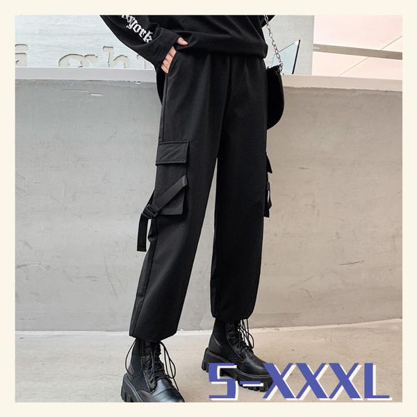 

wide leg pants cargo pants women high waist trousers streetwear korean style gothic plus size clothing aesthetic harajuku, Black;white