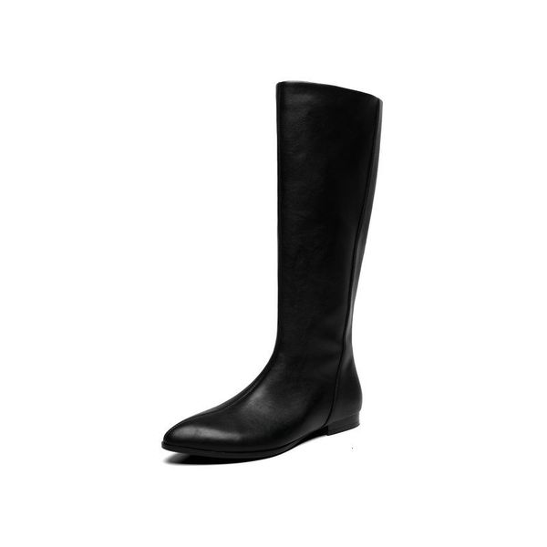

2021 concise long genuine leather heels night club shoes woman winter new women knee high boots 31zt, Black