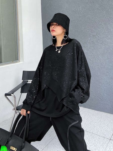 

two pieces of sweater 2020 new women's design sense small short loose autumn foreign style irregular top, Black