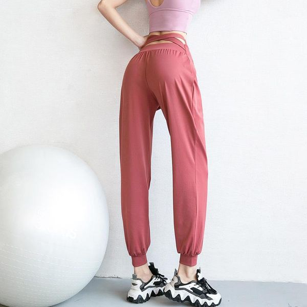 

running pants 2021 sports workout women high waist cross gym trousers loose softness joggers yoga sweatpants1, Black;blue