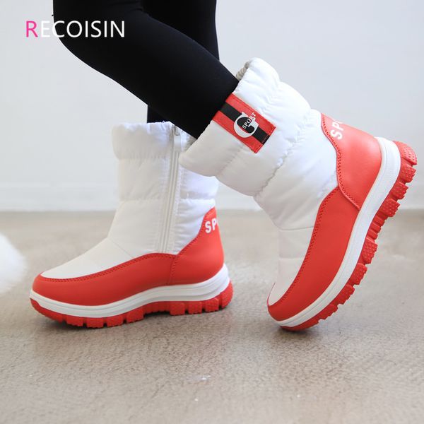 

recoisin 2020 new winter kids for comfortable keep warm snow girls children boots boys shoes chaussure enfant, Black;red