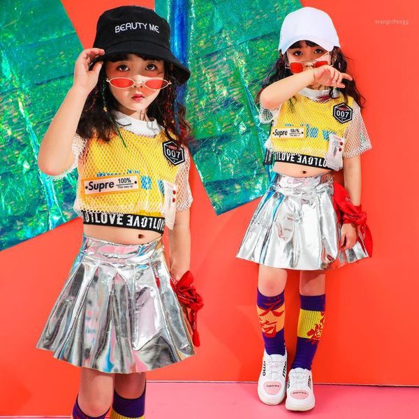 

summer girls hip hop dance clothes for kids shirt jogger silver skirts jazz ballroom dancing costumes clothing stage wear1, Black;red