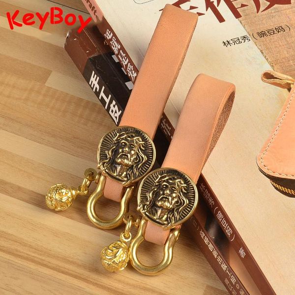 

ручной кожаный брелок чистая латунь иисус голова скульптура пряжка брелоков подвеска ретро автомобилей локомотив ключевые цепи карманные инс, Silver