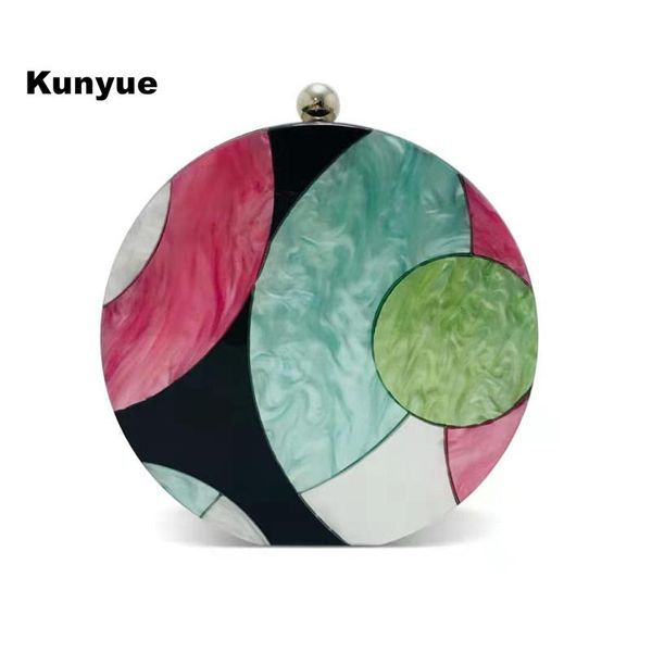 

новые дизайн лоскутного акрилового мешок вечера роскошных женщины мульти пром цвета партии свадебная геометрическая мило сцепление кошелек п