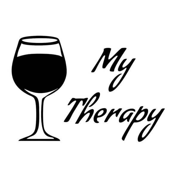 

16x11cm my therapy wine glass originality funny car-styling vinyl car sticker decals black/silver s8-0253